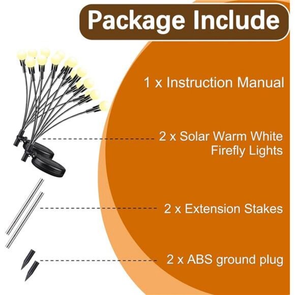 Warm-2Pack 16LED Firefly Warm Changing Lights, Garden Solar Lights Outdoor - Picture 3 of 7